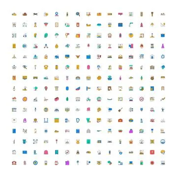 Collection of vector icons representing various concepts Illustrazione stock