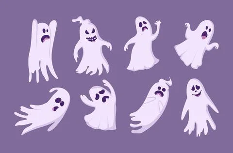 Collection of vector illustration halloween ghosts pack Stock Illustration