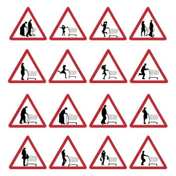 Collection of vector illustration on warning sign shopping only with medical  Stock Illustration