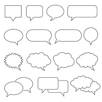A collection of vector illustrations of blank chat bubbles. Stock Illustration