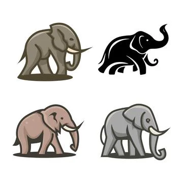 Collection of vector illustrations of elephant animals Stock Illustration