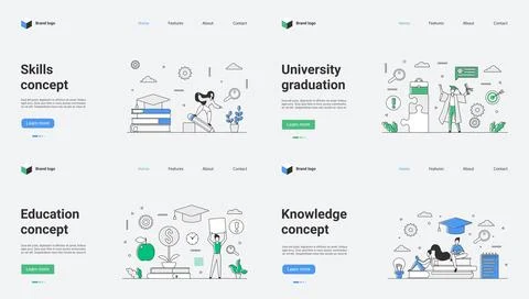 A Collection of Vector Illustrations Focused on Educational Concepts such as 스톡 일러스트