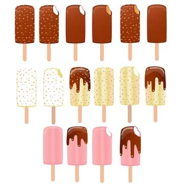 Collection of vector illustrations of ice cream. Hello summer, from the heat of  Stock Illustration
