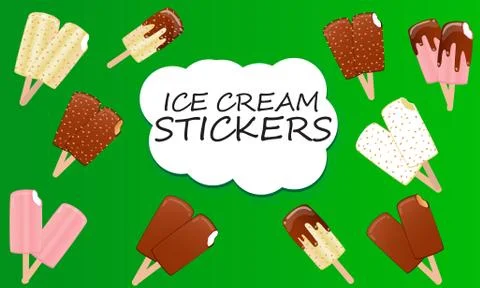 Collection of vector illustrations of ice cream. Hello summer, from the heat of  Stock Illustration
