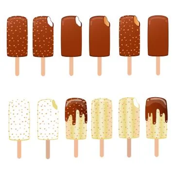 Collection of vector illustrations of ice cream. Hello summer, from the heat of  Stock Illustration