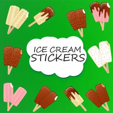 Collection of vector illustrations of ice cream. Hello summer, from the heat of  Stock Illustration