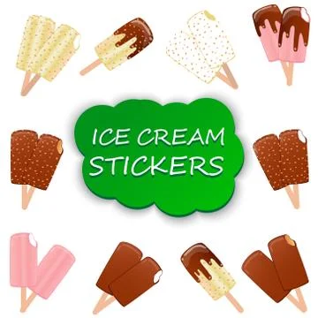 Collection of vector illustrations of ice cream. Hello summer, from the heat of  Stock Illustration