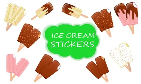 Collection of vector illustrations of ice cream. Hello summer, from the heat of  Stock Illustration