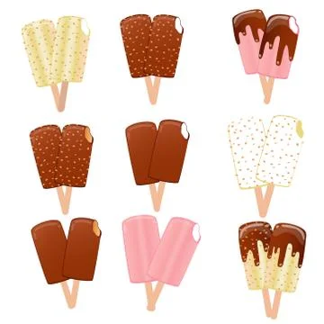 Collection of vector illustrations of ice cream. Hello summer, from the heat of  Stock Illustration
