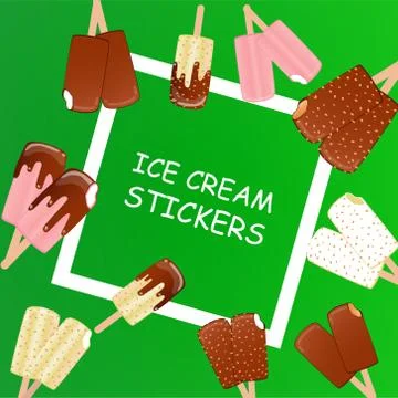 Collection of vector illustrations of ice cream. Hello summer, from the heat of  Stock Illustration