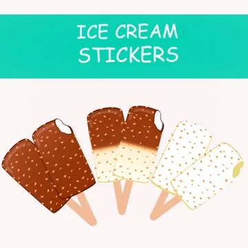 Collection of vector illustrations of ice cream. Hello summer, from the heat of  Stock Illustration