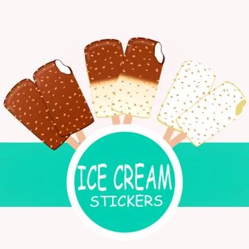 Collection of vector illustrations of ice cream. Hello summer, from the heat of  Stock Illustration