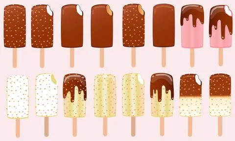 Collection of vector illustrations of ice cream. Hello summer, from the heat of  Stock Illustration