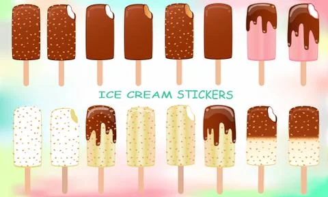 Collection of vector illustrations of ice cream. Hello summer, from the heat of  Stock Illustration