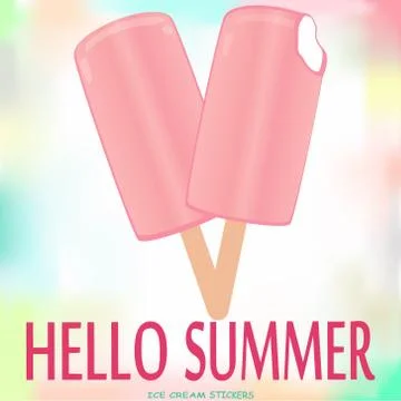 Collection of vector illustrations of ice cream. Hello summer, from the heat of  Stock Illustration