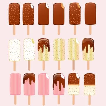 Collection of vector illustrations of ice cream. Hello summer, from the heat of  Stock Illustration