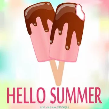 Collection of vector illustrations of ice cream. Hello summer, from the heat of  Stock Illustration
