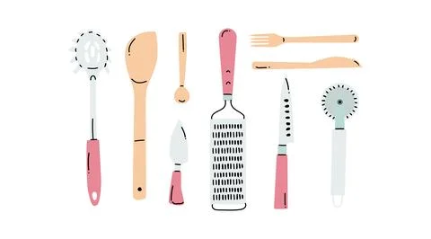 Collection of vector illustrations of kitchen utensils Stock Illustration
