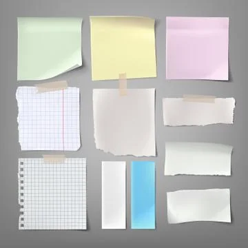 Collection of vector illustrations paper notes of various types Illustrazione stock