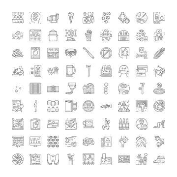 Collection of vector line icons for various applications Stock Illustration