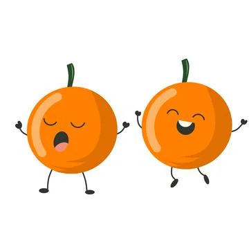 Collection of Vector Mandarin Orange Characters. Smiling, Happy, with Different  Stock Illustration