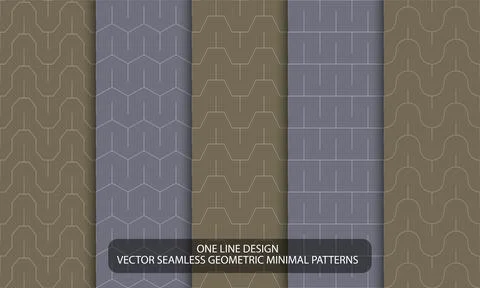 Collection of vector minimalistic seamless outline patterns. Vintage ornamental イラスト素材