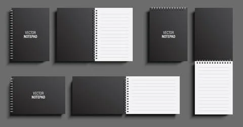 Collection of vector notepads in vertical and horizontal layouts Stock Illustration
