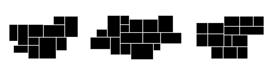 Collection of vector photo grid templates. Layout set with empty frames and Stock Illustration