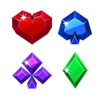 Collection of vector precious card suits for poker. Stock Illustration