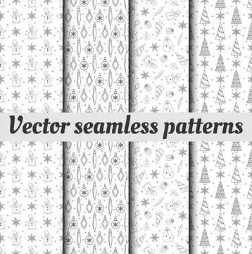 Collection of vector seamless black and white patterns. 스톡 일러스트