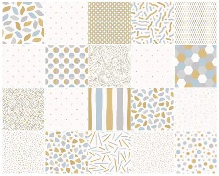 Collection of vector seamless color patterns. Trendy geometric backgrounds 库存插图