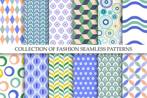 Collection of vector seamless colorful patterns - delicate design. Trendy イラスト素材