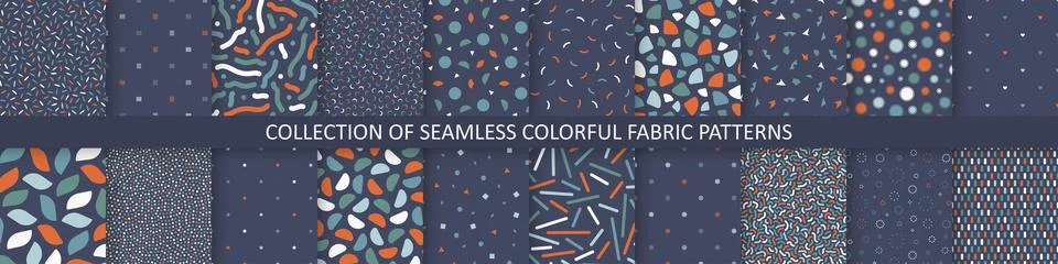 Collection of vector seamless colorful patterns. Trendy minimalistic backgrounds Иллюстрация