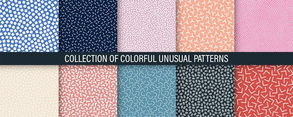 Collection of vector seamless colorful patterns. Trendy abstract minimalistic Stockillustratie