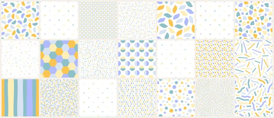 Collection of vector seamless colorful patterns. Trendy delicate textile design Illustrazione stock