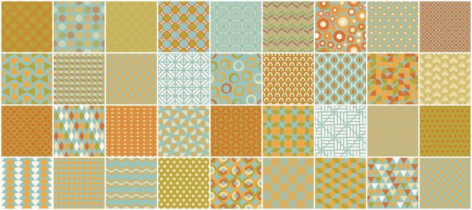 Collection of vector seamless colorful patterns - vintage design. Trendy retro イラスト素材