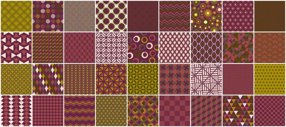 Collection of vector seamless colorful patterns - vintage design. Trendy re.. 库存插图