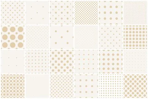 Collection of vector seamless dotted geometric patterns. Simple elegant spotted Stock Illustration