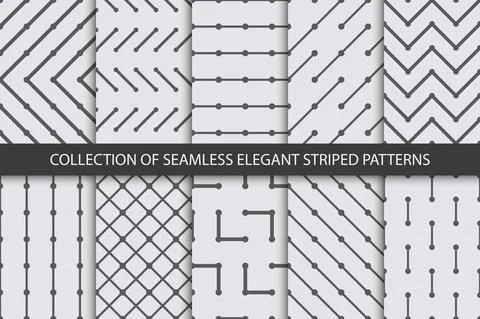 Collection of vector seamless elegant striped patterns. Gray repeatable 库存插图