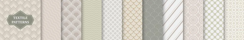 Collection of vector seamless geometric beige patterns - classic elegant desi 스톡 일러스트