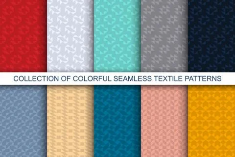 Collection of vector seamless geometric colorful patterns. Simple textile prints Illustrazione stock