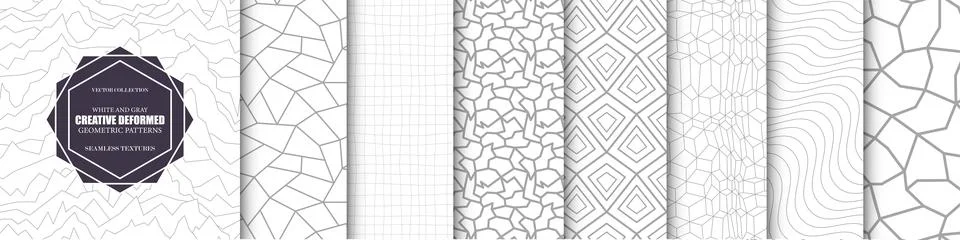 Collection of vector seamless geometric creative patterns. Grid paper texture Stock Illustration