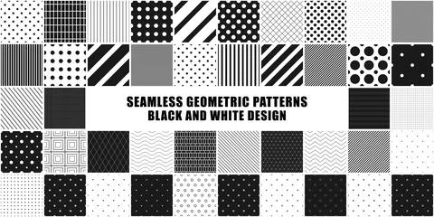 Collection of vector seamless geometric minimalistic patterns in different Stock Illustration