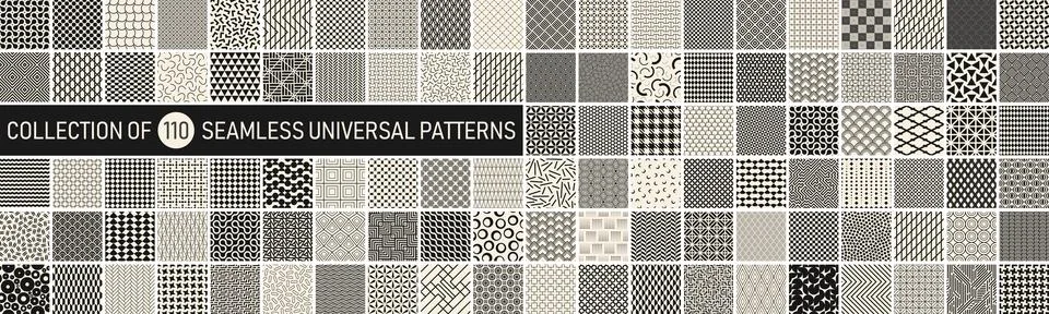 Collection of vector seamless geometric minimalistic patterns in different .. 스톡 일러스트