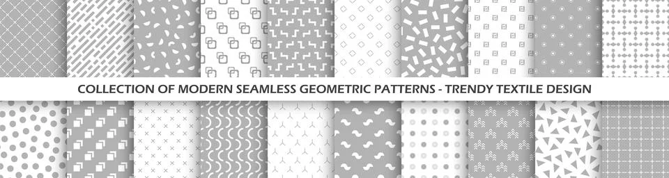 Collection of vector seamless geometric minimalistic patterns in different Illustrazione stock