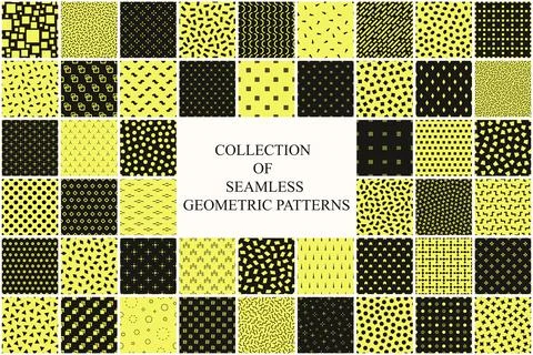 Collection of vector seamless geometric minimalistic patterns in different Illustrazione stock