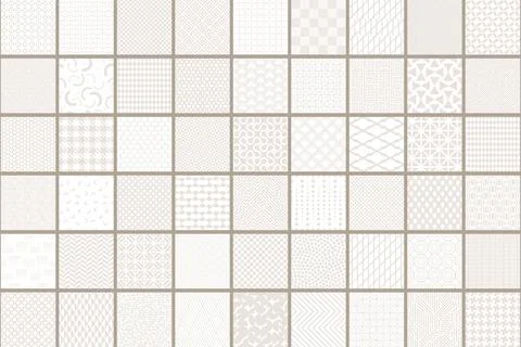 Collection of vector seamless geometric ornament patterns. Neutral repeatab.. Stock Illustration