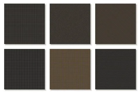 Collection of vector seamless geometric patterns. Grid striped backgrounds Stock Illustration