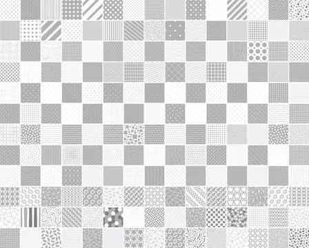 Collection of vector seamless geometric patterns in different styles. White a Stock Illustration