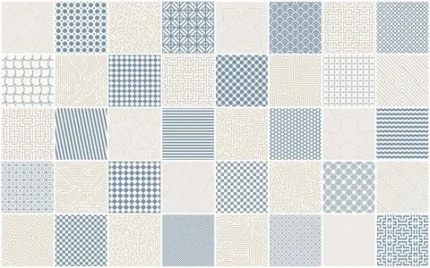 Collection of vector seamless geometric patterns. Color repeatable background Stock Illustration